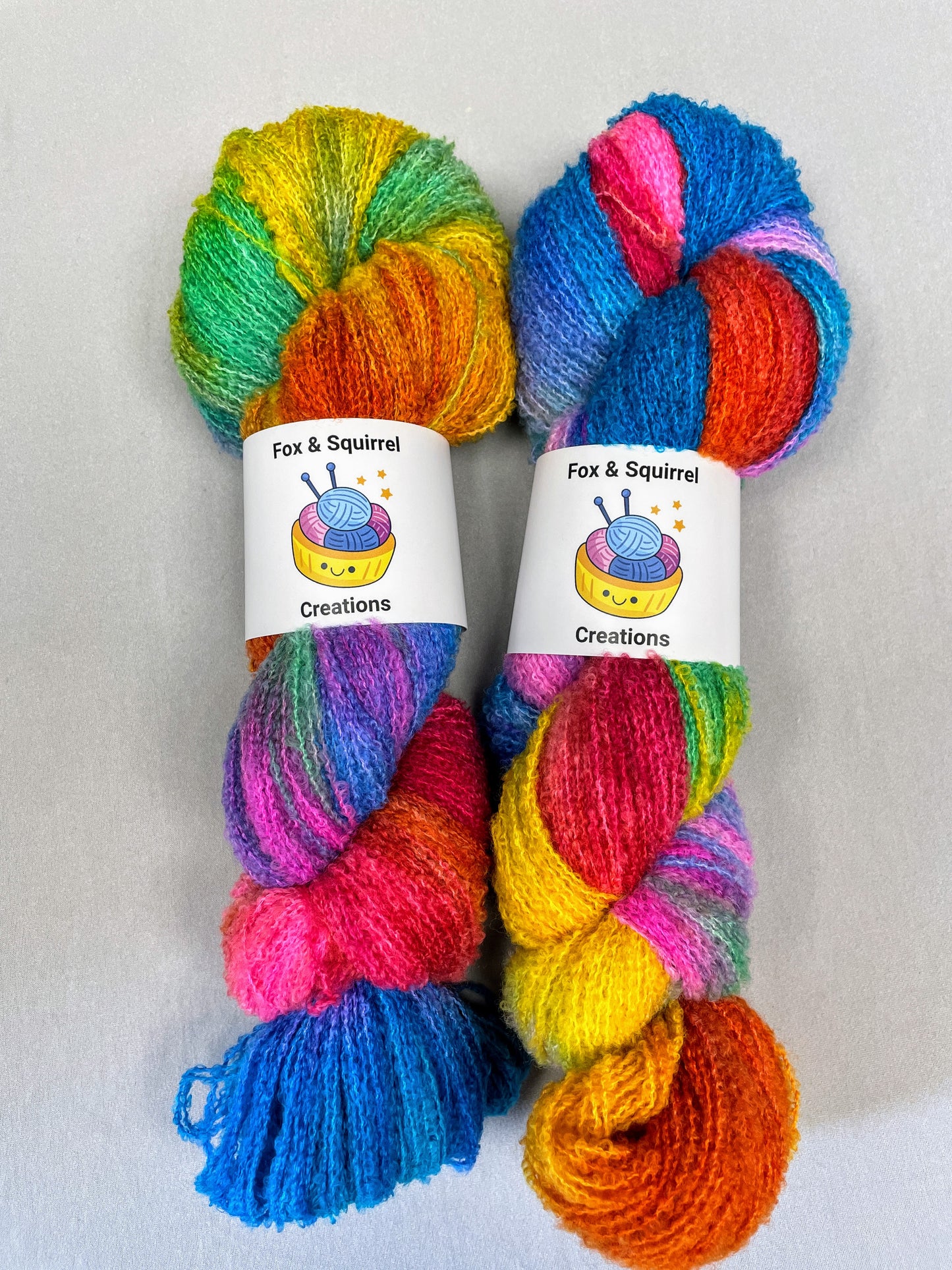 100g Boucle Rainbow Hand-dyed Yarn