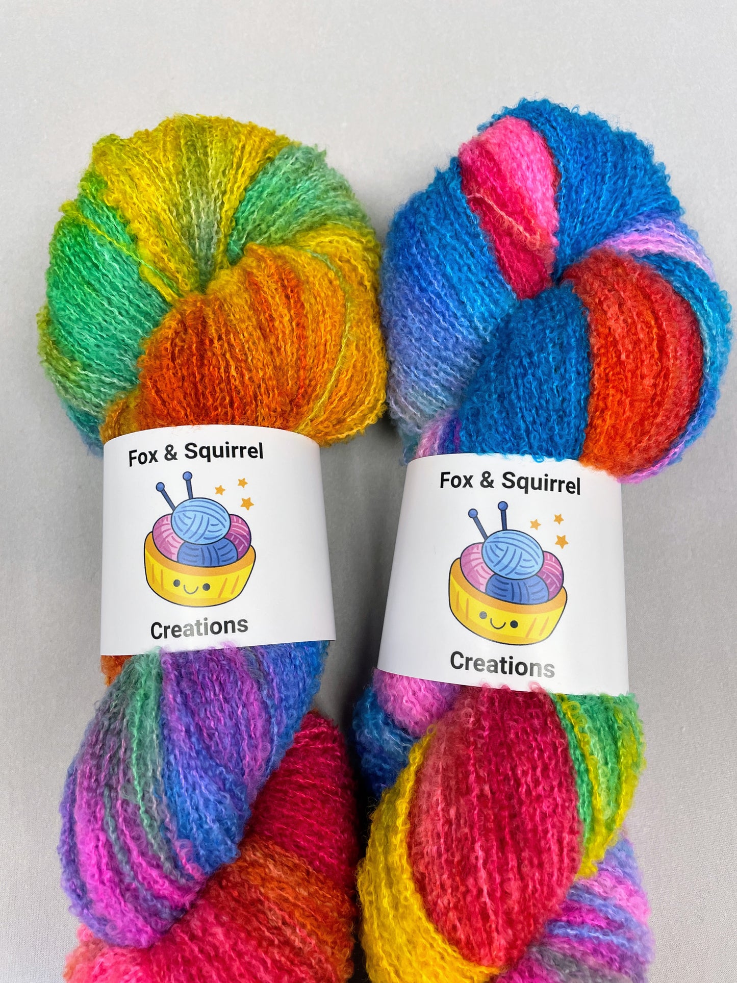 100g Boucle Rainbow Hand-dyed Yarn