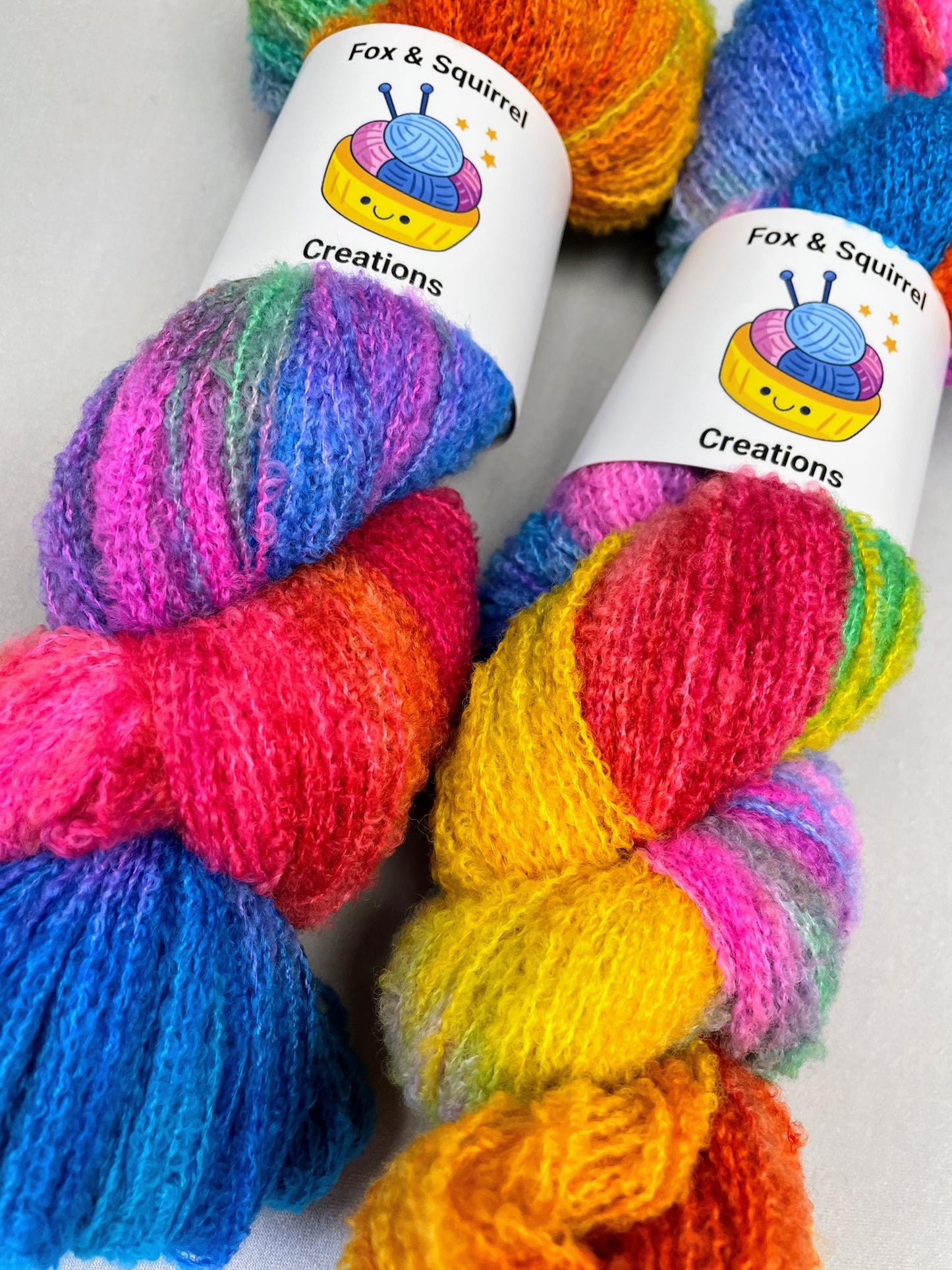 100g Boucle Rainbow Hand-dyed Yarn