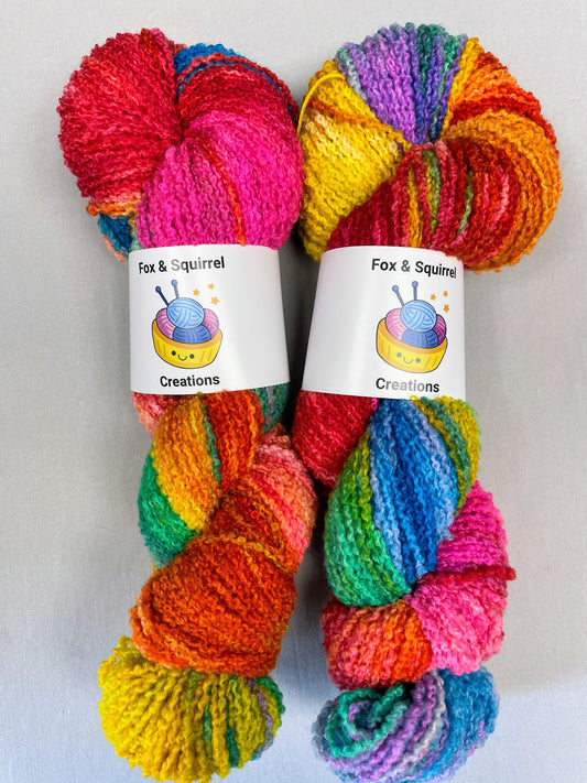 100g Boucle Rainbow Hand-dyed Yarn