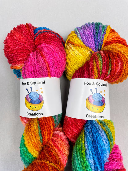 100g Boucle Rainbow Hand-dyed Yarn