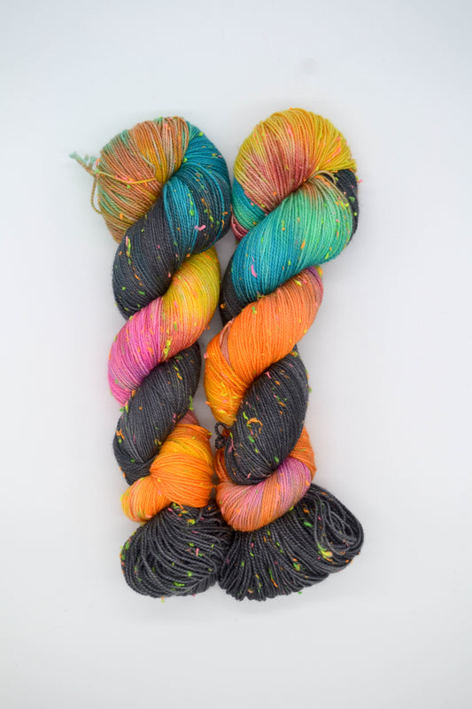100g 4ply Neon Neps Fireworks Hand-dyed Yarn