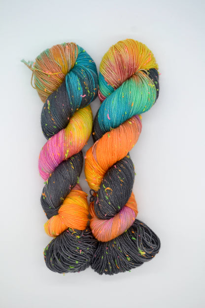 100g 4ply Neon Neps Fireworks Hand-dyed Yarn