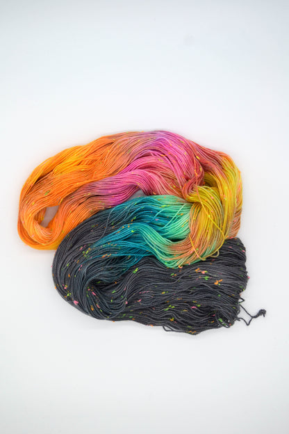 100g 4ply Neon Neps Fireworks Hand-dyed Yarn