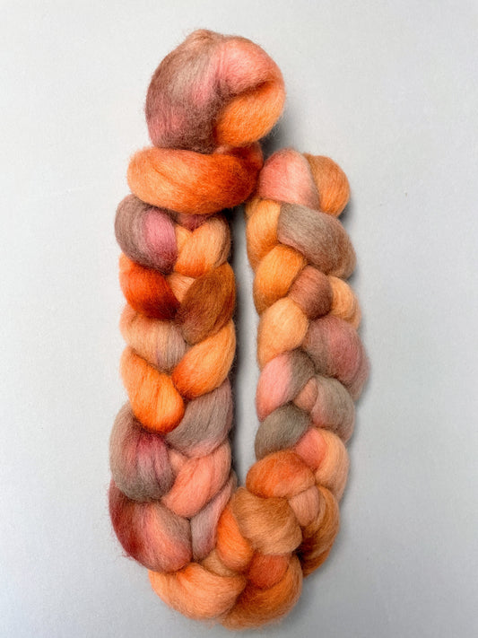 Corriedale - Pink Salmon 100g Fibre Roving