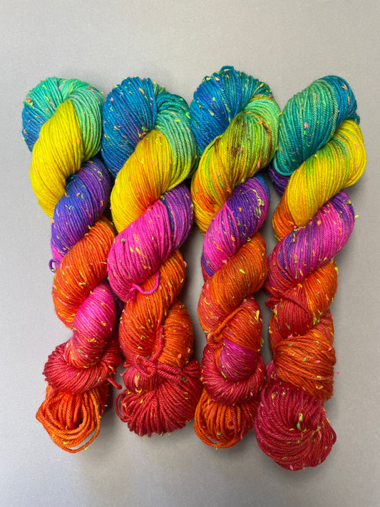 100g DK Neon Neps Bright Rainbow Hand-dyed Yarn