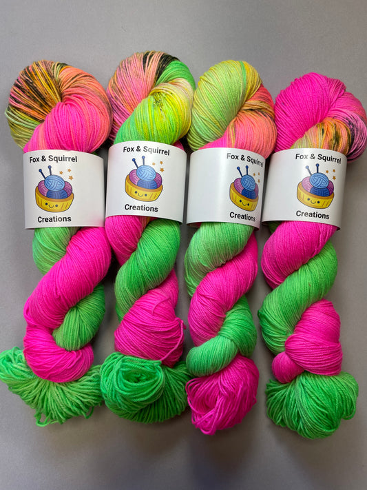 100g Neon Burst - Hand-dyed Yarn