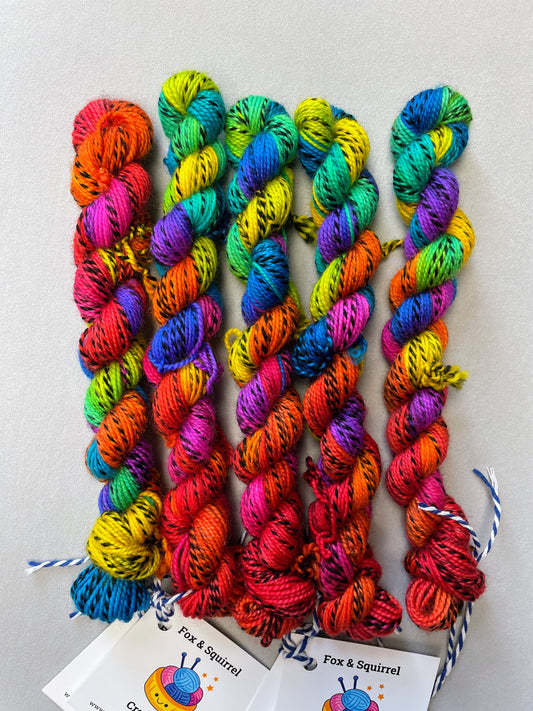 20g Sock Zebra Bright Rainbow Mini Skein