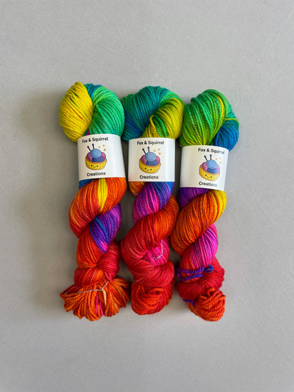 Aran - Bright Rainbow 100g Hand-dyed Yarn