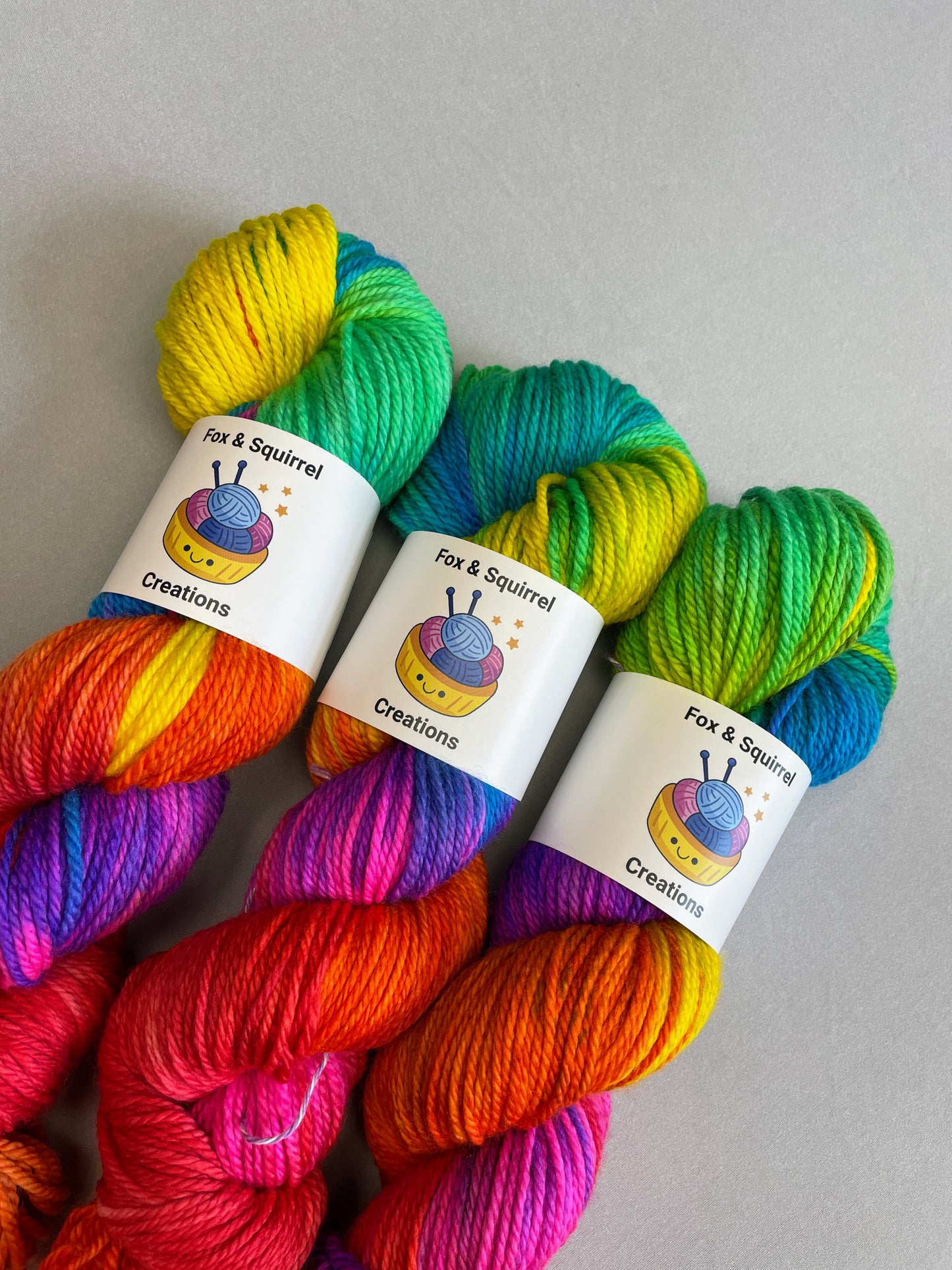 Aran - Bright Rainbow 100g Hand-dyed Yarn