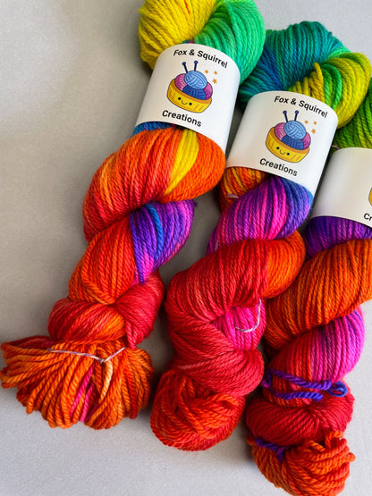 Aran - Bright Rainbow 100g Hand-dyed Yarn