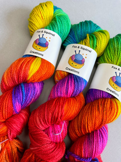 Aran - Bright Rainbow 100g Hand-dyed Yarn