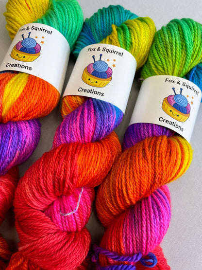 Aran - Bright Rainbow 100g Hand-dyed Yarn