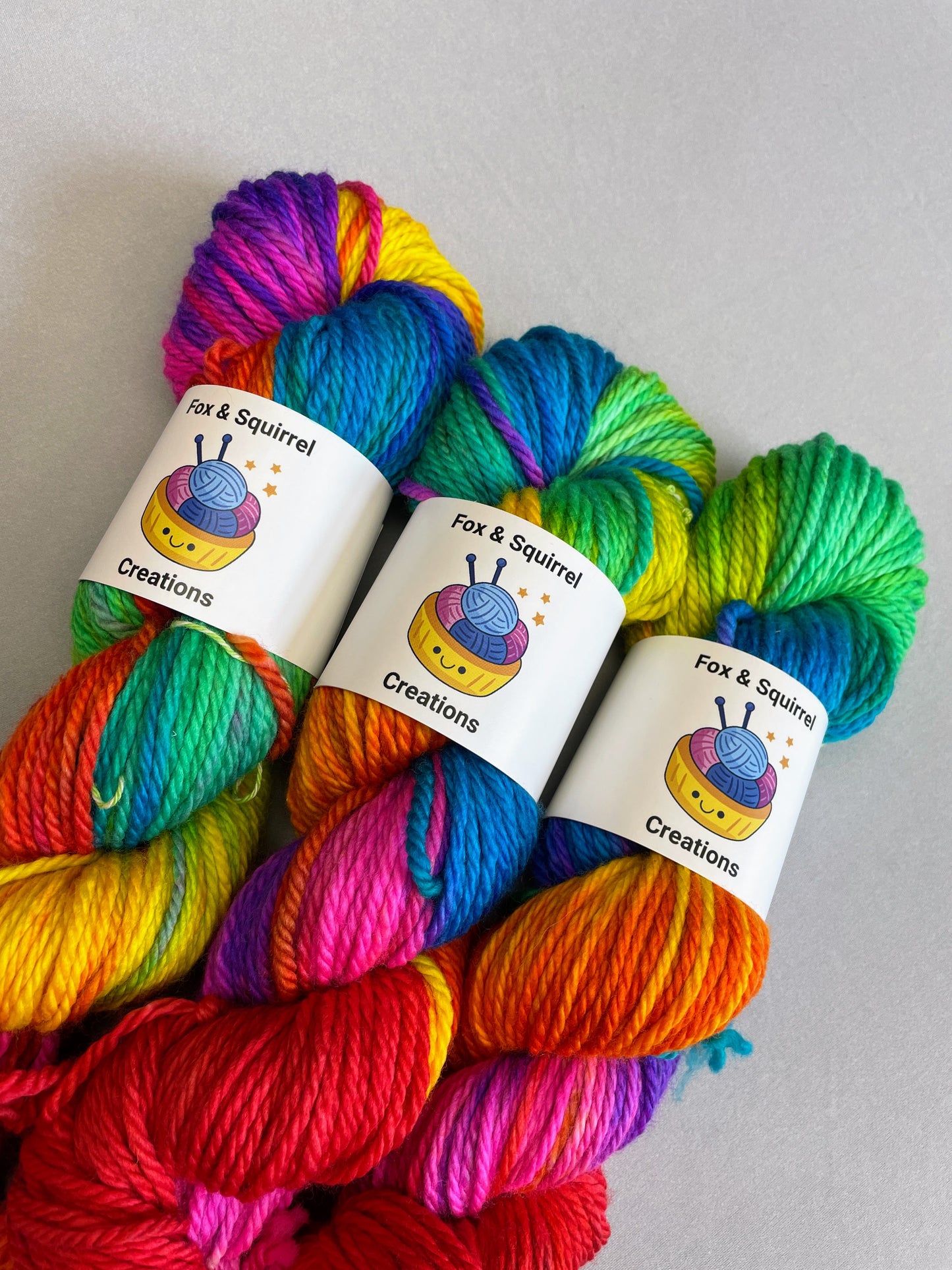 Chunky - Bright Rainbow 100g Hand-dyed Yarn