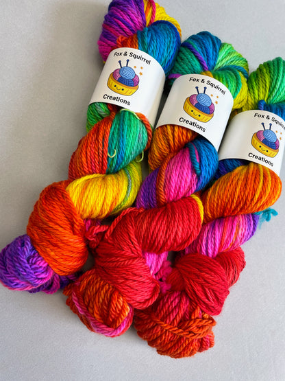 Chunky - Bright Rainbow 100g Hand-dyed Yarn