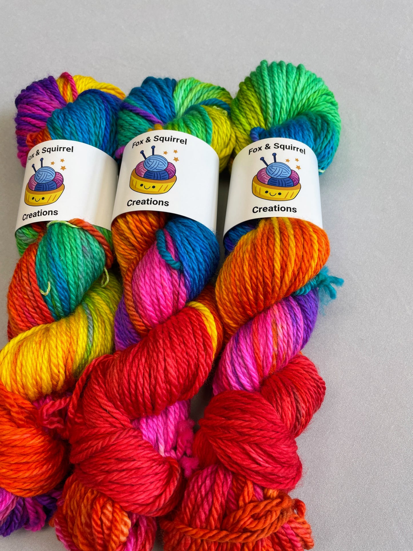 Chunky - Bright Rainbow 100g Hand-dyed Yarn