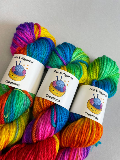 Chunky - Bright Rainbow 100g Hand-dyed Yarn