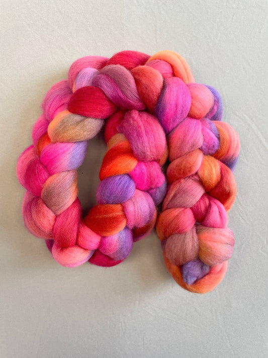 Polwarth - Pink Passion 100g Fibre Roving