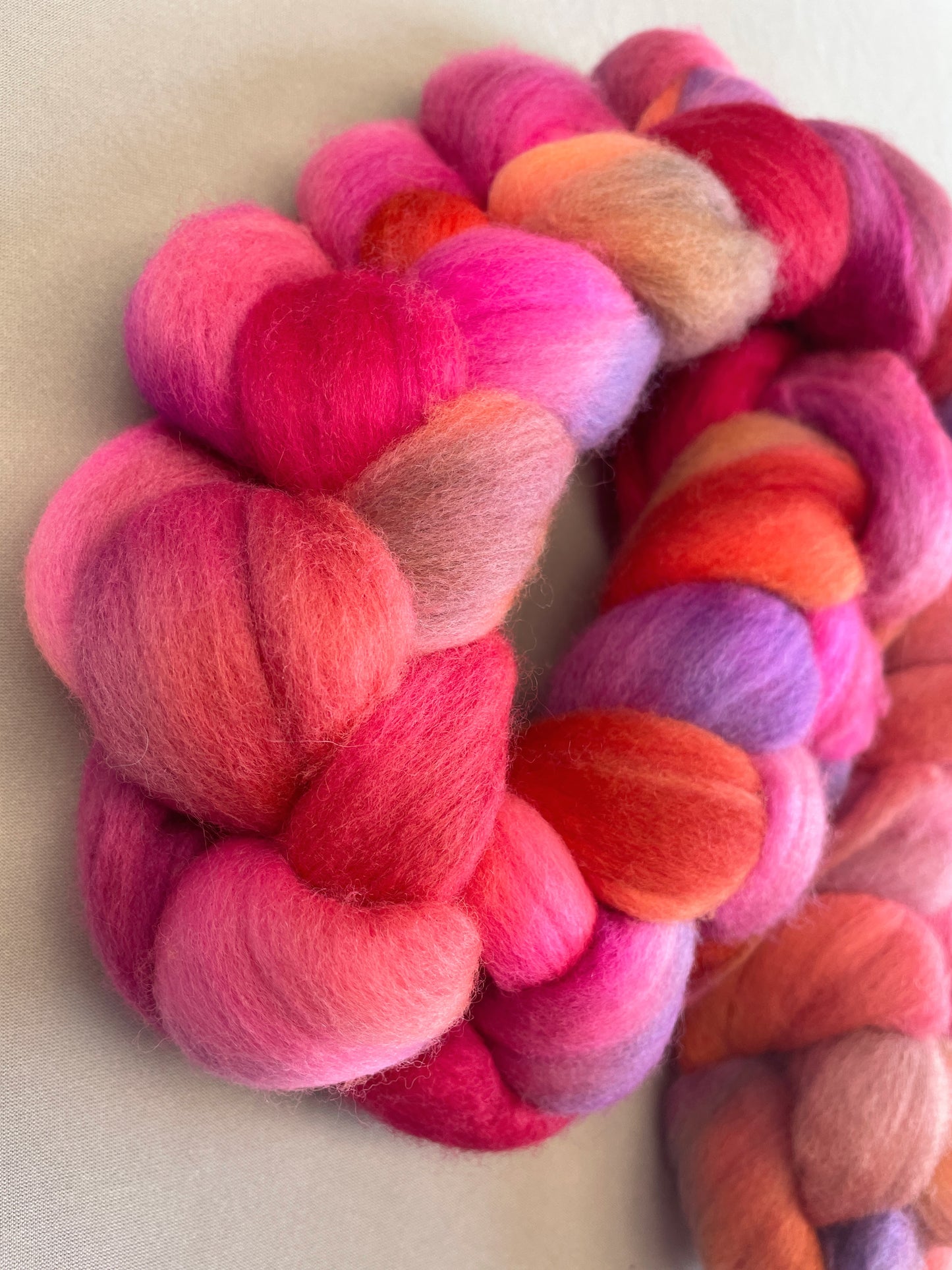 Polwarth - Pink Passion 100g Fibre Roving