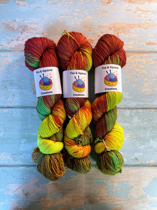 Sock - Flaming Hot 100g Hand-dyed Yarn