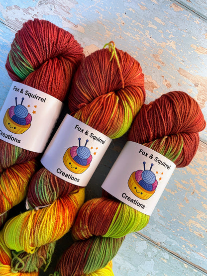 Sock - Flaming Hot 100g Hand-dyed Yarn