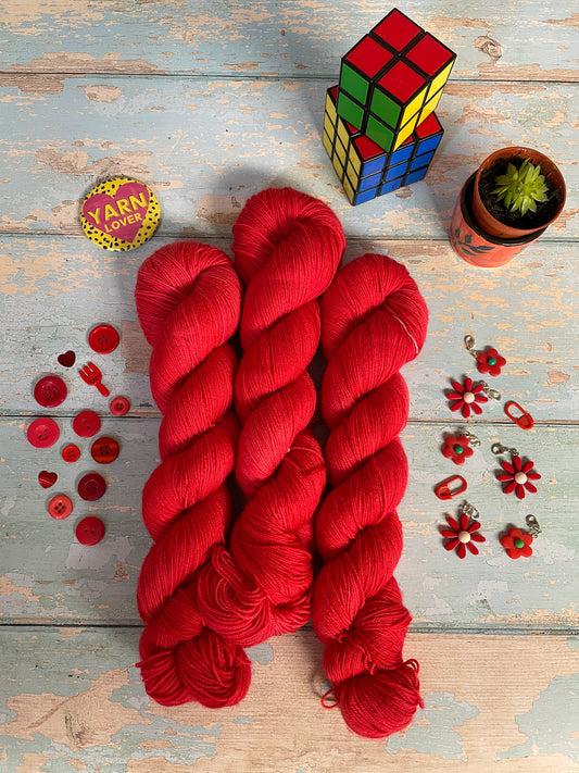 100g Ruby (semi-solid) - Hand-dyed Yarn