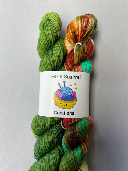 50g/50g Moss Green Hand-dyed Yarn Set