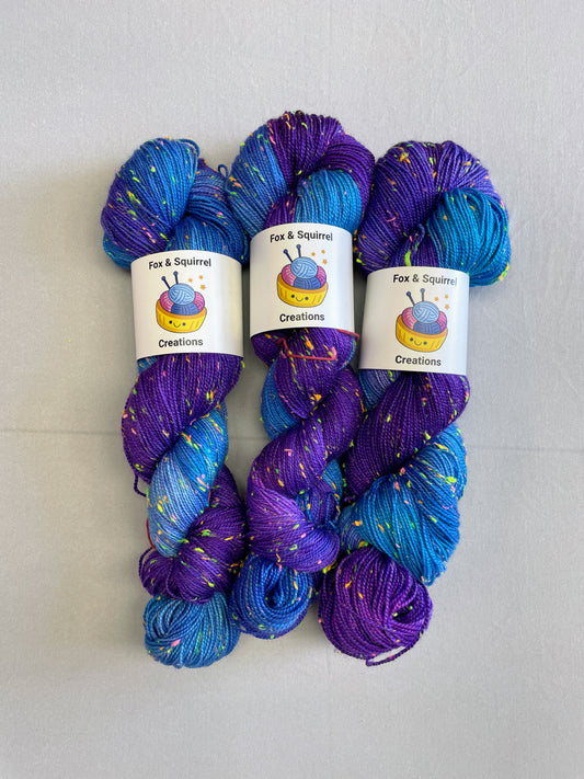 Neon Nep Sock - Purple Galaxy 100g Hand-dyed Yarn