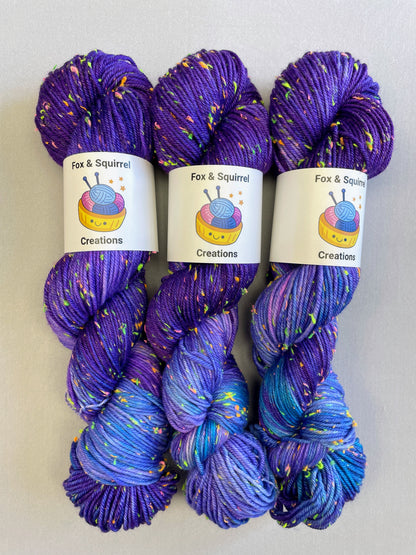 Neon Nep DK - Purple Galaxy 100g Hand-dyed Yarn