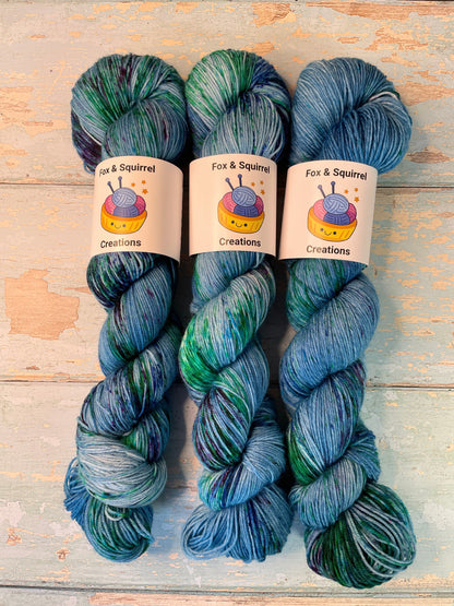 Sock - Speckled Sapphire 100g Hand-dyed Yarn