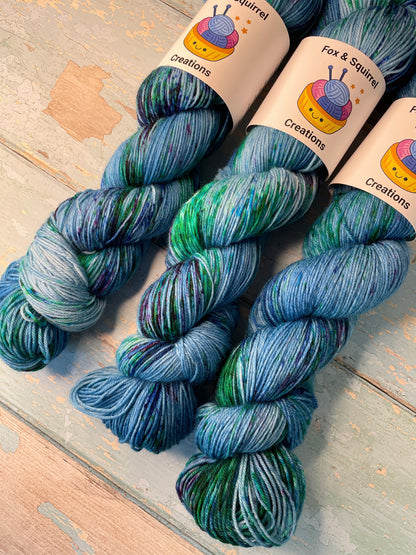 Sock - Speckled Sapphire 100g Hand-dyed Yarn