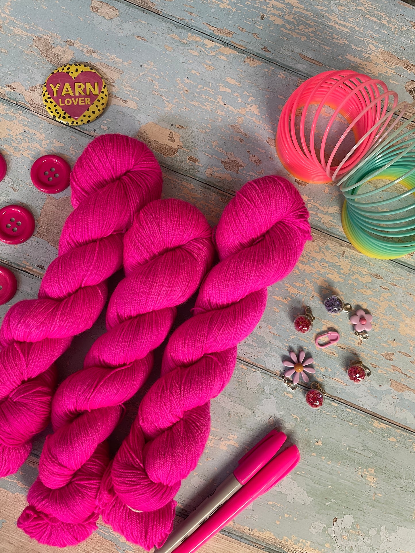 100g Neon Pink (semi-solid) - Hand-dyed Yarn