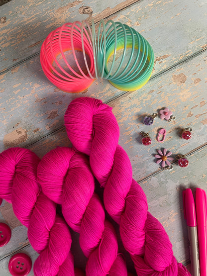 100g Neon Pink (semi-solid) - Hand-dyed Yarn