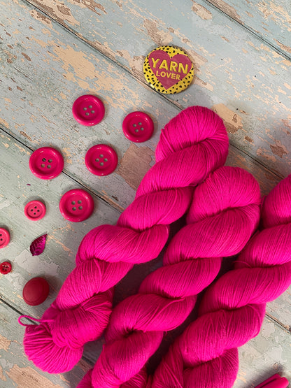 100g Neon Pink (semi-solid) - Hand-dyed Yarn