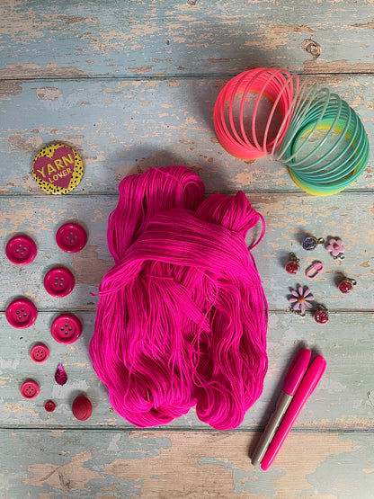 100g Neon Pink (semi-solid) - Hand-dyed Yarn