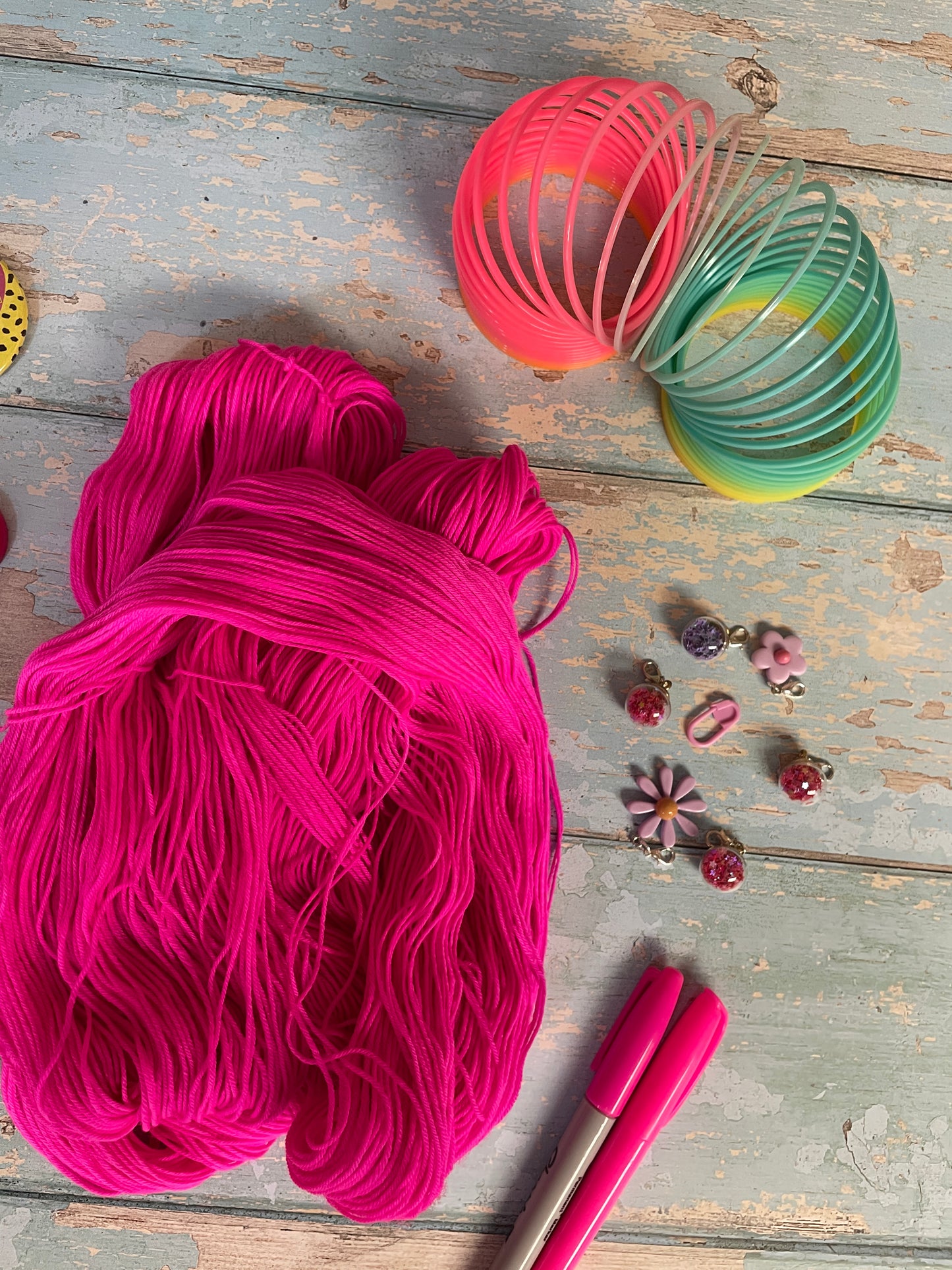 100g Neon Pink (semi-solid) - Hand-dyed Yarn