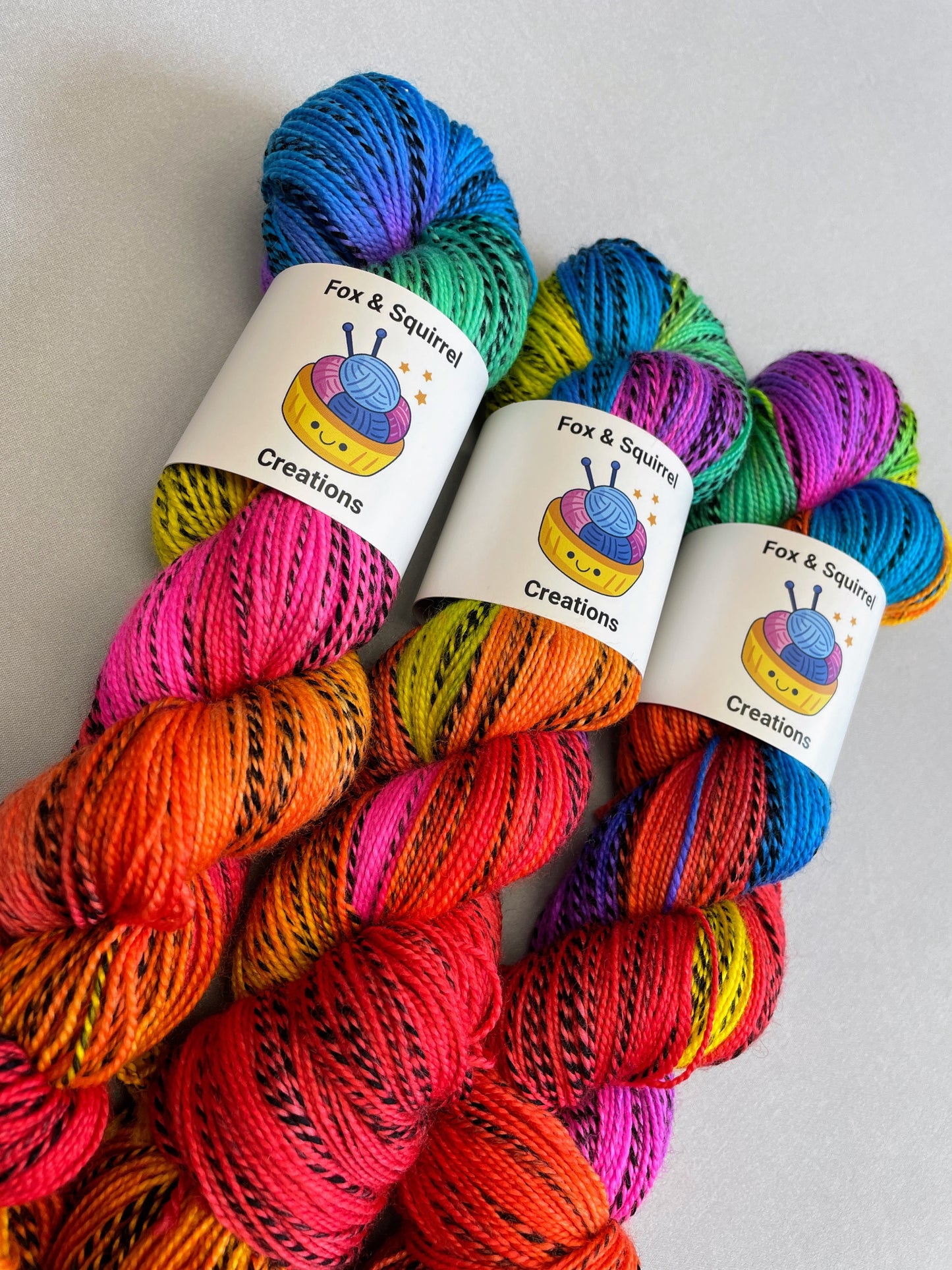 Zebra Sock - Bright Rainbow 100g Hand-dyed Yarn