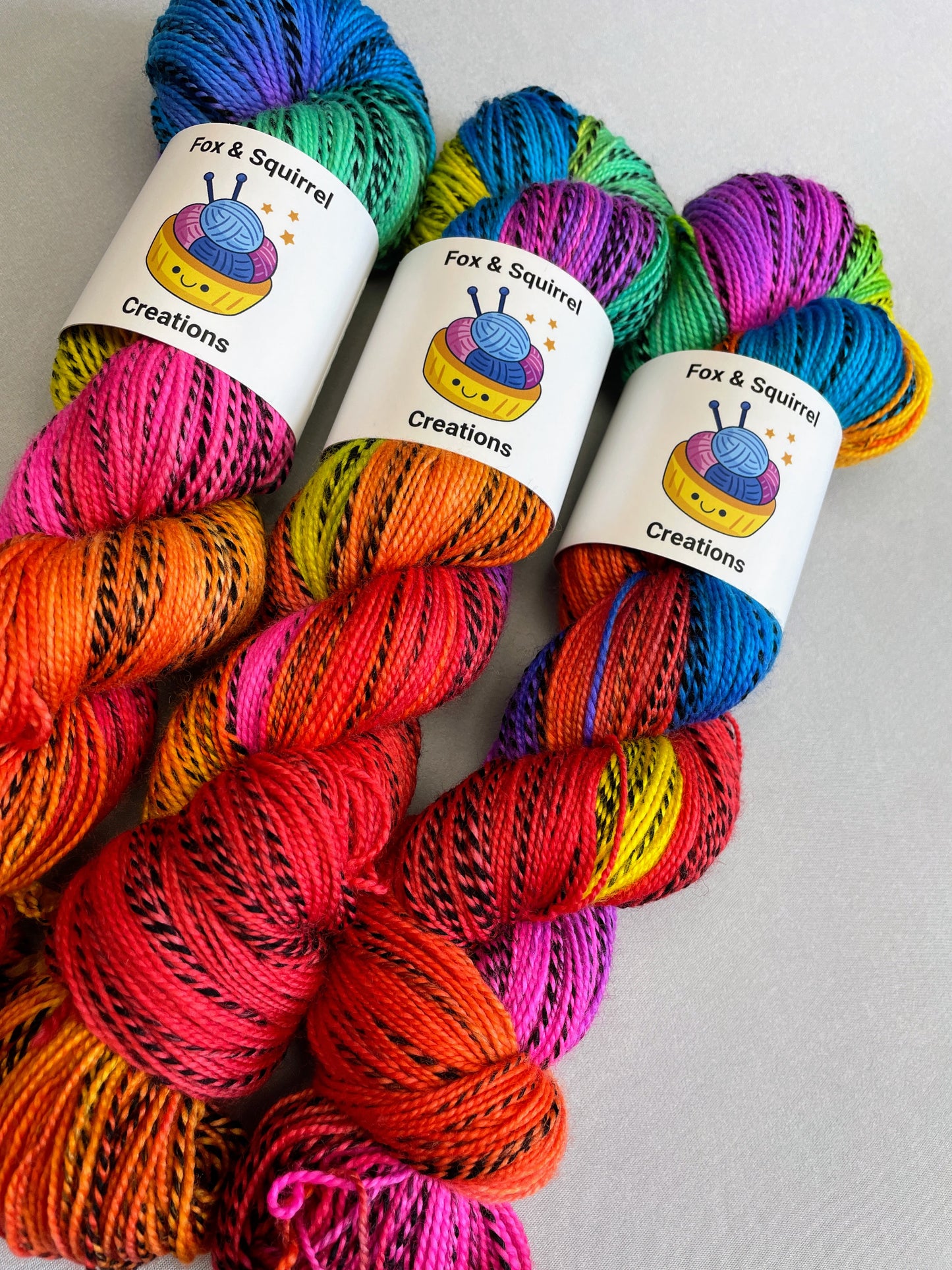 Zebra Sock - Bright Rainbow 100g Hand-dyed Yarn